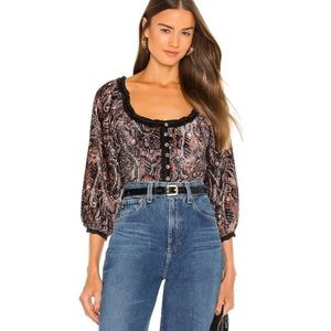 New Free People Dare Me Cropped Velvet Top